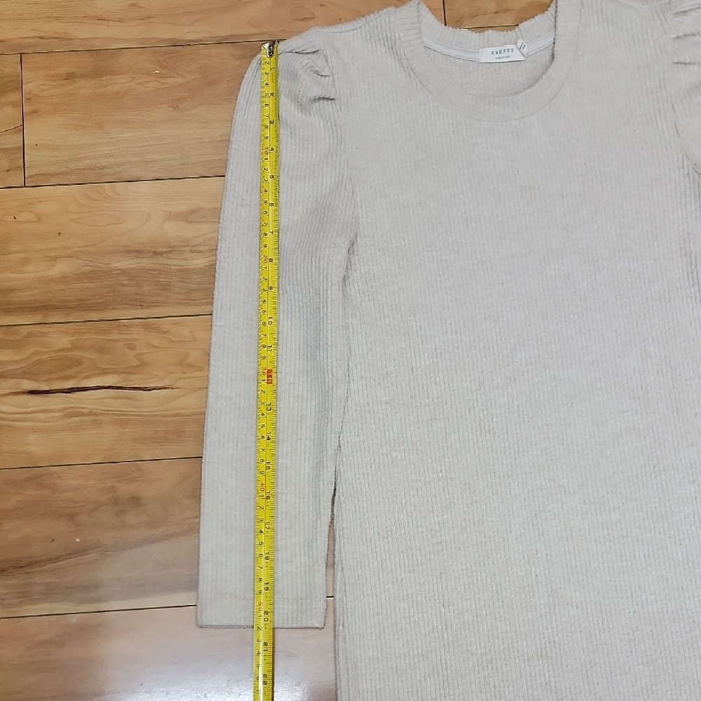 Harper Size SMALL 3/4 Sleeve Stretch Ribbed Sweater Dress In Color Baige - Picture 9 of 11